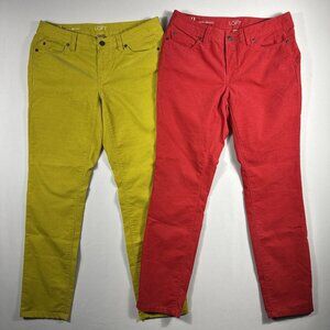 Lot of 2 Ann Taylor LOFT Corduroy Pants Womens Modern Skinny Green & Red Size 6P
